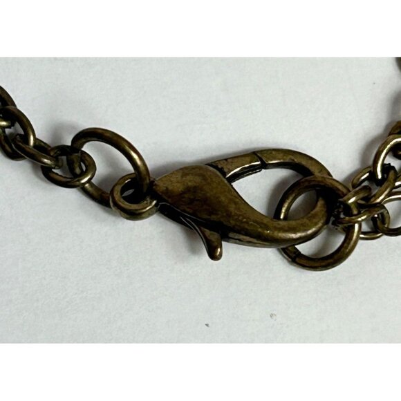 Vintage Brass Locket & Owl Pendant Necklace With Chains & Crystal Accents Costum - Picture 11 of 11